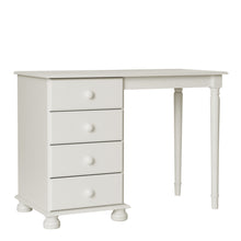 Load image into Gallery viewer, Copenhagen Single Dressing Table in White Furniture To Go 1010701 5706036664289 In attractive white MDF, this can be used as a stylish dressing table or as a desk. It would be perfect for the single bedroom or home office. The 4 drawers offer plenty of storage space with room on top for a mirror and photos, or as a desk gives plenty of workspace. Gliding runners with cam lok drawer fronts, crafted from white MDF and finished with a smooth lacquer makes this a durable and attractive choice for any bedroom. C