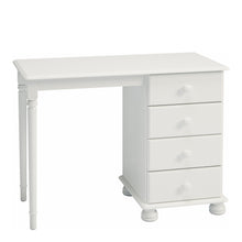 Load image into Gallery viewer, Richmond Dressing Table Off White Furniture To Go 1013023750050 5706036664289 In attractive white MDF, this can be used as a stylish dressing table or as a desk. It would be perfect for the single bedroom or home office. The 4 drawers offer plenty of storage space with room on top for a mirror and photos, or as a desk gives plenty of workspace. Gliding runners with cam lok drawer fronts, crafted from white MDF and finished with a smooth lacquer makes this a durable and attractive choice for any bedroom. Com