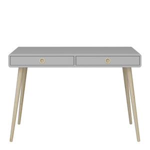 Softline Standard Desk Grey Furniture To Go 1013600770074 5707252080440 Finished in grey with pine stained handles and tapered legs, the Softline desk brings mid-century style to any home. The clean, streamlined appeal of this unit suits almost any decor, and will look great whether you opt for it as a standalone piece, or choose other items from the range to complete the look. Dimensions: 759mm x 1141mm x 570mm (Height x Width x Depth) 
 Pine stained handles 
 Elegant Design 
 Tapered Legs 
 Easy self asse