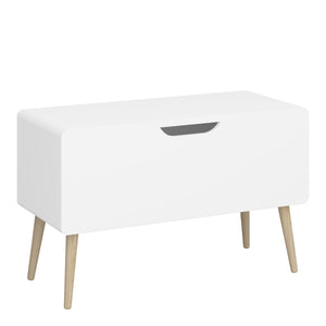 Gaia Toy Box in Pure White Furniture To Go 1013603800058 5707252083199 Introducing the Gaia Toy Box in Pure White: A stylish and secure way to elevate their space. The soft shapes ensure safety while the modern design with oak legs exudes a playful and functional charm. Crafted with durable oak and MDF wood, it adds an elegant touch, and the pure white colour effortlessly complements any children's room decor. Upgrade their space with the Gaia Toy Box, a versatile piece that provides a chic storage solution