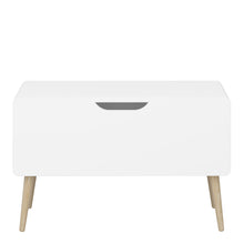 Load image into Gallery viewer, Gaia Toy Box in Pure White Furniture To Go 1013603800058 5707252083199 Introducing the Gaia Toy Box in Pure White: A stylish and secure way to elevate their space. The soft shapes ensure safety while the modern design with oak legs exudes a playful and functional charm. Crafted with durable oak and MDF wood, it adds an elegant touch, and the pure white colour effortlessly complements any children&#39;s room decor. Upgrade their space with the Gaia Toy Box, a versatile piece that provides a chic storage solution