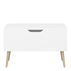 Gaia Toy Box in Pure White Furniture To Go 1013603800058 5707252083199 Introducing the Gaia Toy Box in Pure White: A stylish and secure way to elevate their space. The soft shapes ensure safety while the modern design with oak legs exudes a playful and functional charm. Crafted with durable oak and MDF wood, it adds an elegant touch, and the pure white colour effortlessly complements any children's room decor. Upgrade their space with the Gaia Toy Box, a versatile piece that provides a chic storage solution