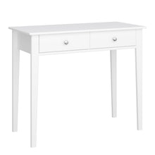 Load image into Gallery viewer, Tromso desk 2 drawers Off White Furniture To Go 1013740760058 5707252116101 Upgrade your office space with the Tromso 2-drawer desk. This elegant off-white desk showcases a timeless Scandinavian design, complete with polished stainless steel handles for a touch of sophistication. Made with solid MDF and finished with a sleek, easy-to-clean surface, it&#39;s both functional and stylish. Enjoy the smooth gliding action of underslung runners and the added touch of a matching interior drawer lining. With its attrac