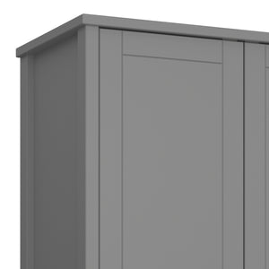 Tromso 3 Door Robe Grey Furniture To Go 1013741020072 5707252079963 A beautiful clean grey range with classic Scandinavian lines and stainless steel handles. Made with easy clean solid MDF. Featuring three doors, four shelves and one hanging rail, this piece is a sturdy and durable design for any home. Dimensions: 1950mm x 1290mm x 496mm (Height x Width x Depth) 
 Stainless steel handles 
 A Minimalistic Design 
 Adjustable Hinges 
 Easy self assembly 
 Made in Denmark 
 Assembly instructions:
 
 https://ww