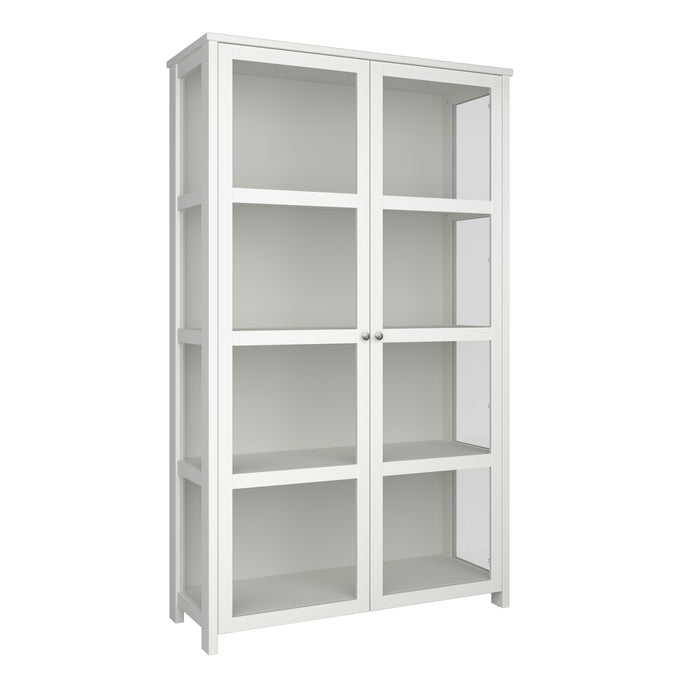 Excellent Showcase 2 Doors, Pure White Furniture To Go 1013909990058 5707252126254 Step into modern sophistication with our Excellent Contemporary White 3-Shelf Display Cabinet. With a sleek white finish and clean lines, this minimalistic piece elevates your home decor and creates a captivating focal point in any room. Crafted with precision and durable materials, this cabinet ensures a secure and stable platform for your valuable items. The three open shelves provide a unique way to display your treasures,