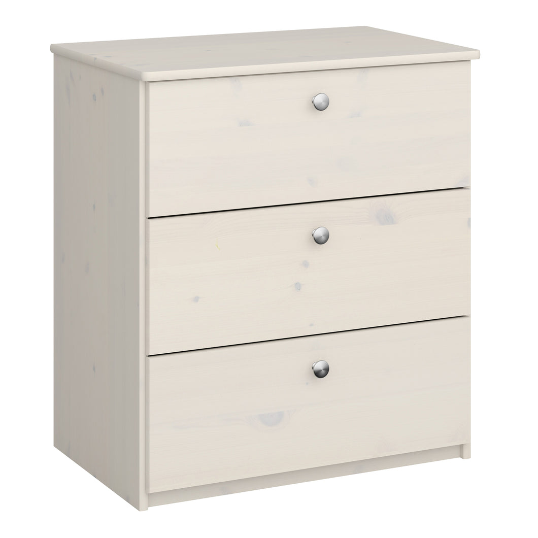 Memphis Chest of Drawers 3 Drawers in Whitewash in White Washed Furniture To Go 1013980130113 5707252085537 The Memphis 3 drawer chest is a stylish piece of children's bedroom furniture which offers ample storage space in your child's bedroom. Constructed from solid MDF, the 3 drawer chest is a sturdy and durable design for any home. Designed to match all Memphis childrens furniture ranges. Dimensions: 718mm x 642mm x 425mm (Height x Width x Depth) 
 Solid MDF 
 A Space Efficient Design 
 Easy Self Assembly