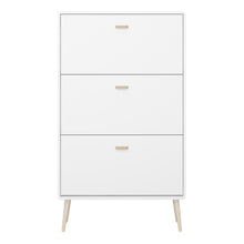 Load image into Gallery viewer, Mino Shoe Cabinet 3 Folding Doors, Pure White Furniture To Go 1014093880058 5707252083786 Introducing Mino Bedroom Furniture Range - a perfect fusion of sophistication and modernity, making a fashionable statement in any bedroom. With ample space for small bedroom objects, the detailed design exudes elegance, elevating your living space&#39;s overall aesthetic. Experience the epitome of modern luxury with Mino, transforming your bedroom into a lavish sanctuary. Dimensions: 813mm x 1410mm x 260mm (Height x Width