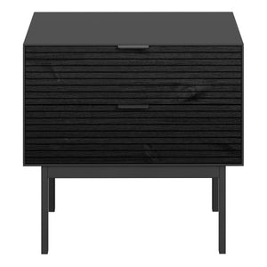Soma Bedside Table 2 Drawers Granulated Black Brushed Black Furniture To Go 1014120020229 5707252085230 Introducing the Soma Range in Black: Elevate your home with contemporary sophistication. With its sleek black design, robust construction, and versatile style, Soma in Black is the ideal choice for any room. Upgrade your living spaces and embrace the perfect fusion of modern charm and functionality with the Soma Range in Black. Dimensions: 508mm x 543mm x 412mm (Height x Width x Depth) 
 Large storage sol