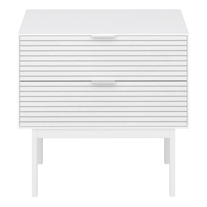 Soma Bedside Table 2 Drawers Granulated pure White Brushed White Furniture To Go 1014120020230 5707252085247 Introducing the Soma Range in White: Elevate your home with contemporary sophistication. With its elegant white design, robust construction, and versatile style, Soma in White is the ideal choice for any room. Upgrade your living spaces and embrace the perfect fusion of modern charm and functionality with the Soma Range in White. Dimensions: 508mm x 543mm x 412mm (Height x Width x Depth) 
 Large stor