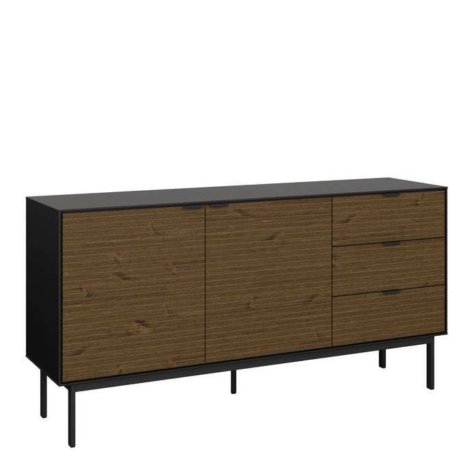 Soma Sideboard 2 Doors + 3 Drawers Granulated Black Brushed espresso in Black & Pine Furniture To Go 1014120270231 5707252085964 Unveiling Soma Range: Elevate your home with contemporary sophistication. With its captivating two-tone beauty, robust construction, and versatile design, Soma is the ideal choice for any room. Upgrade your living spaces and embrace the perfect fusion of modern charm and functionality with the Soma Range. Dimensions: 1499mm x 759mm x 412mm (Height x Width x Depth) 
 Large storage 