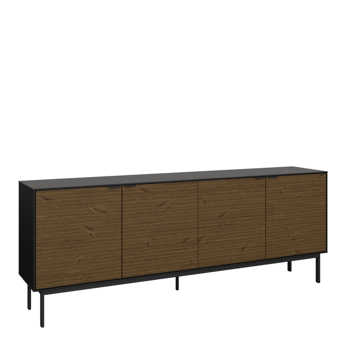 Soma Sideboard 4 Doors Granulated Black Brushed espresso in Black & Pine Furniture To Go 1014120390231 5707252086022 Unveiling Soma Range: Elevate your home with contemporary sophistication. With its captivating two-tone beauty, robust construction, and versatile design, Soma is the ideal choice for any room. Upgrade your living spaces and embrace the perfect fusion of modern charm and functionality with the Soma Range. Dimensions: 1993mm x 759mm x 412mm (Height x Width x Depth) 
 Large storage solution for