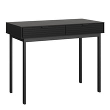Load image into Gallery viewer, Soma Desk 2 Drawers Granulated Black Brushed Black Furniture To Go 1014120770229 5707252109264 Introducing the Soma Range in Black: Elevate your home with contemporary sophistication. With its sleek black design, robust construction, and versatile style, Soma in Black is the ideal choice for any room. Upgrade your living spaces and embrace the perfect fusion of modern charm and functionality with the Soma Range in Black. Dimensions: 1000mm x 791.5mm x 513mm (Height x Width x Depth) 
 Large storage solution 