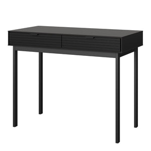 Soma Desk 2 Drawers Granulated Black Brushed Black Furniture To Go 1014120770229 5707252109264 Introducing the Soma Range in Black: Elevate your home with contemporary sophistication. With its sleek black design, robust construction, and versatile style, Soma in Black is the ideal choice for any room. Upgrade your living spaces and embrace the perfect fusion of modern charm and functionality with the Soma Range in Black. Dimensions: 1000mm x 791.5mm x 513mm (Height x Width x Depth) 
 Large storage solution 