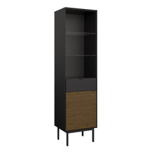 Load image into Gallery viewer, Soma Showcase 1 Door + 1 Drawer, Granulated Black Brushed espresso in Black &amp; Pine Furniture To Go 1014121340231 5707252086244 Unveiling Soma Range: Elevate your home with contemporary sophistication. With its captivating two-tone beauty, robust construction, and versatile design, Soma is the ideal choice for any room. Upgrade your living spaces and embrace the perfect fusion of modern charm and functionality with the Soma Range. Dimensions: 508mm x 1900mm x 395mm (Height x Width x Depth) 
 Large storage so