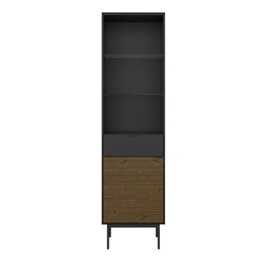 Soma Showcase 1 Door + 1 Drawer, Granulated Black Brushed espresso in Black & Pine Furniture To Go 1014121340231 5707252086244 Unveiling Soma Range: Elevate your home with contemporary sophistication. With its captivating two-tone beauty, robust construction, and versatile design, Soma is the ideal choice for any room. Upgrade your living spaces and embrace the perfect fusion of modern charm and functionality with the Soma Range. Dimensions: 508mm x 1900mm x 395mm (Height x Width x Depth) 
 Large storage so