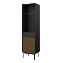 Load image into Gallery viewer, Soma Showcase 1 Door + 1 Drawer, Granulated Black Brushed espresso in Black &amp; Pine Furniture To Go 1014121340231 5707252086244 Unveiling Soma Range: Elevate your home with contemporary sophistication. With its captivating two-tone beauty, robust construction, and versatile design, Soma is the ideal choice for any room. Upgrade your living spaces and embrace the perfect fusion of modern charm and functionality with the Soma Range. Dimensions: 508mm x 1900mm x 395mm (Height x Width x Depth) 
 Large storage so