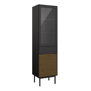 Soma Showcase 1+1 Door + 1 Drawer, Granulated Black Brushed espresso in Black & Pine Furniture To Go 1014121360231 5707252086275 Unveiling Soma Range: Elevate your home with contemporary sophistication. With its captivating two-tone beauty, robust construction, and versatile design, Soma is the ideal choice for any room. Upgrade your living spaces and embrace the perfect fusion of modern charm and functionality with the Soma Range. Dimensions: 508mm x 1900mm x 395mm (Height x Width x Depth) 
 Large storage 