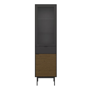 Soma Showcase 1+1 Door + 1 Drawer, Granulated Black Brushed espresso in Black & Pine Furniture To Go 1014121360231 5707252086275 Unveiling Soma Range: Elevate your home with contemporary sophistication. With its captivating two-tone beauty, robust construction, and versatile design, Soma is the ideal choice for any room. Upgrade your living spaces and embrace the perfect fusion of modern charm and functionality with the Soma Range. Dimensions: 508mm x 1900mm x 395mm (Height x Width x Depth) 
 Large storage 