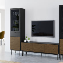 Load image into Gallery viewer, Soma Showcase 1+1 Door + 1 Drawer, Granulated Black Brushed espresso in Black &amp; Pine Furniture To Go 1014121360231 5707252086275 Unveiling Soma Range: Elevate your home with contemporary sophistication. With its captivating two-tone beauty, robust construction, and versatile design, Soma is the ideal choice for any room. Upgrade your living spaces and embrace the perfect fusion of modern charm and functionality with the Soma Range. Dimensions: 508mm x 1900mm x 395mm (Height x Width x Depth) 
 Large storage 