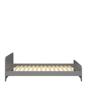 Loke Bed 90x200 cm in Folkestone Grey Furniture To Go 1014166490072 5707252086497 Discover the Loke Bed Grey: A stunning grey wooden bed for your kids' bedroom. Crafted with durable MDF wood, it boasts a contemporary headboard design. The versatile grey colour complements any decor, suitable for boys' or girls' rooms. Whether bought alone or with the Loke bedroom furniture set, it guarantees exceptional quality. The slatted base supports and ventilates your children's mattresses. Elevated legs offer extra s