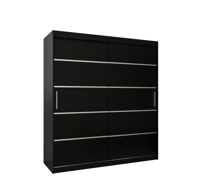 Verona 01 Sliding Door Wardrobe 180cm Arte-N VER 01 180 CZCZ 
Dimensions: W180cm x H200cm x D62cm
Colour:

Black
Oak Artisan
Oak Sonoma
White

Two Sliding Doors
Nine Shelves
Two Hanging Rails
Silver Plastic Handles
Edges PVC Finished
Optional Drawers Available [Purchased Separately]
Optional Silver Decorative Strips [Self-Mounting Required]
Made from 16mm high-quality laminated board
Assembly Required
Weight: 150kg
See 