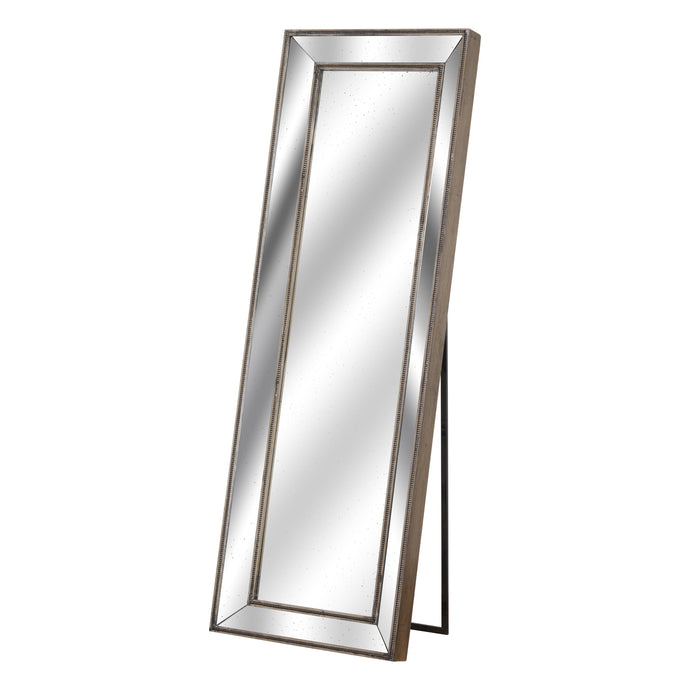 Augustus Tall Cheval Wall Mirror in GOLD Hill Interiors 19183 5050140918395 Characterful distressed glass Handcrafted Beautifully made and incredibly stylish White glove delivery Dimensions: 180cm x 62cm x 8cm Weight: 22kg Volume: 0.17CBM This is the Augustus Tall Cheval Wall Mirror, at 180cm high and 62cm wide this makes a practical yet ultimately sleek and stylish mirror. The hand painted antique metallic finish with the distressed glass ensures this piece is a timeless classic which can be used to make a