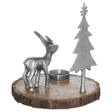 Load image into Gallery viewer, Stag And Tree Log Slice Candle Holder Hill Interiors 20815 5050140081587 Dimensions: 26cm x 23cm x 23cm Weight: 0.98kg Volume: 0.06CBM
