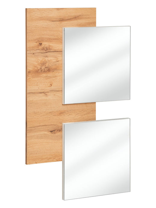 Easy EY-01 Hallway Mirror Arte-N WTW EY TYP 01 Our sleek wall mounted wooden panel with two mirrors is perfect for giving that final finishing touch to your interior design scheme. Made to be hung either vertically or horizontally, the EY-01 not only looks gorgeous but also serves as a great way to primp your look before leaving the house. W60cm x H100cm x D4cm Colour: Oak Wotan Mirror Matching Furniture Available Made from 16mm high-quality laminated board Assembly Required Weight: 9kg Direct Home Delivery