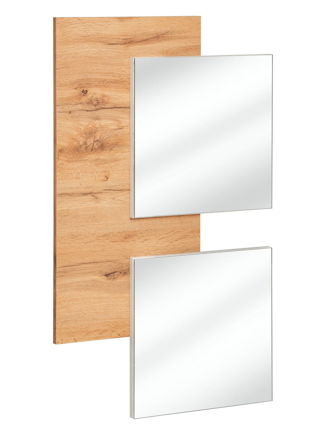 Easy EY-01 Hallway Mirror Arte-N WTW EY TYP 01 Our sleek wall mounted wooden panel with two mirrors is perfect for giving that final finishing touch to your interior design scheme. Made to be hung either vertically or horizontally, the EY-01 not only looks gorgeous but also serves as a great way to primp your look before leaving the house. W60cm x H100cm x D4cm Colour: Oak Wotan Mirror Matching Furniture Available Made from 16mm high-quality laminated board Assembly Required Weight: 9kg Direct Home Delivery