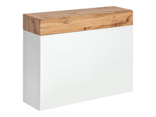 Load image into Gallery viewer, Easy EY-09 Shoe Cabinet Arte-N WTW EY TYP 09 Compact solid, the EY-09 is a great choice for those who want to store their hallway essentials securely without taking up too much space. Its universal white finish with the timeless Oak Wotan is easy to blend in any décor while its one drawer various compartments allow easy storage of shoes. W100cm x H80cm x D30cm Colour: Front: Oak Wotan White Gloss Carcass: Oak Wotan White Matt Drawer Two Pull-Down Doors Matching Furniture Available Made from 16mm high-qualit