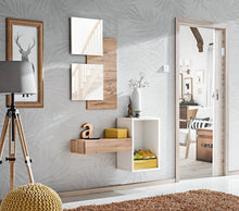 Load image into Gallery viewer, Easy EY-01 Hallway Mirror Arte-N WTW EY TYP 01 Our sleek wall mounted wooden panel with two mirrors is perfect for giving that final finishing touch to your interior design scheme. Made to be hung either vertically or horizontally, the EY-01 not only looks gorgeous but also serves as a great way to primp your look before leaving the house. W60cm x H100cm x D4cm Colour: Oak Wotan Mirror Matching Furniture Available Made from 16mm high-quality laminated board Assembly Required Weight: 9kg Direct Home Delivery