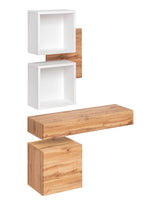Load image into Gallery viewer, Easy III Hallway Set Arte-N WTW EY3 This elegant hallway furniture set will bring a touch of charm colour to your home. Perfect for storage or display, it features one mountable drawer, a floating one-compartment cabinet, a wall panel with two square shelves. Finished in a beautiful combination of timeless Oak Wotan universal white matt. Total W100cm x H170cm x D30cm Colour: Oak Wotan White Matt Two Open Compartments One Drawer One Closed Compartment Made from 16mm high-quality laminated board Assembly Requ