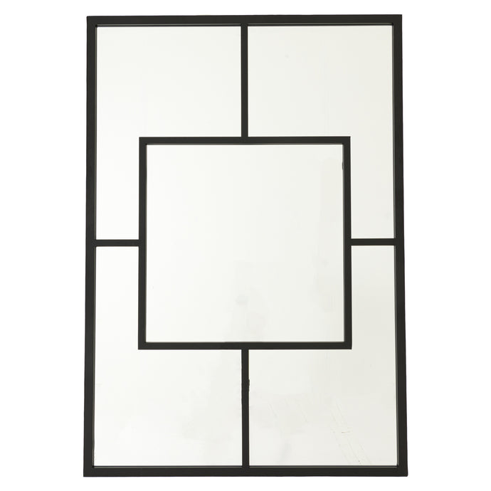 Black Multi Paned Patterned Window Mirror in BLACK Hill Interiors 22136 5050140213681 White glove delivery Dimensions: 130cm x 90cm x 5cm Weight: 14.3kg Volume: 0.12CBM This is the Black Multi Paned Patterened Window Mirror, a striking fusion of modern design and timeless elegance. Crafted to complement contemporary settings, this mirror serves as a captivating focal point that adds depth and sophistication to any room.