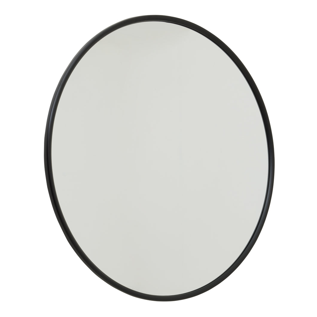 Black Large Circular Metal Wall Mirror in BLACK Hill Interiors 22483 5050140248386 White glove delivery Dimensions: 120cm x 120cm x 2cm Weight: 15.1kg Volume: 0.1CBM This is the Black Large Circular Metal Wall Mirror, at 120cm across this is sure to be an eye catching statement piece in any space. Built from metal with a simple, black finish this item makes a great feature on an empty wall space while the elegant black finish gives it a contemporary edge.