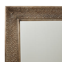 Load image into Gallery viewer, Hammered Large Rectangular Brass Wall Mirror in BRASS Hill Interiors 22491 5050140249185 White glove delivery Dimensions: 180cm x 80cm x 3cm Weight: 5.4kg Volume: 0.12CBM This is the Hammered Large Rectangular Brass Wall Mirror. An impressively proportioned rectangular mirror with a unique hammered brass frame. A perfect update for the home which would look fabulous in a hallway and give a room a subtle vintage vibe. Give your home a warm colour highlight and enlarge a space with this impressive addition.