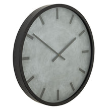 Load image into Gallery viewer, Large Concrete Effect Station Clock in BLACK Hill Interiors 22673 5050140267387 White glove delivery Dimensions: 80cm x 80cm x 8cm Weight: 9.23kg Volume: 0.09CBM This is the Large Concrete Effect Station Clock. A contemporary timepiece with a textured cement face complete with striking, large black hour points and clock hands. A black frame has been used to set off the striking numbering, creating an eye catching and attractive combination that is both in trend and timeless in style. A must have item for an
