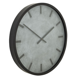 Large Concrete Effect Station Clock in BLACK Hill Interiors 22673 5050140267387 White glove delivery Dimensions: 80cm x 80cm x 8cm Weight: 9.23kg Volume: 0.09CBM This is the Large Concrete Effect Station Clock. A contemporary timepiece with a textured cement face complete with striking, large black hour points and clock hands. A black frame has been used to set off the striking numbering, creating an eye catching and attractive combination that is both in trend and timeless in style. A must have item for an