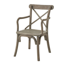 Load image into Gallery viewer, Copgrove Collection Cross Back Carver Chair With Rush Seat in BROWN Hill Interiors 22699 5050140269985 Dimensions: 92cm x 52cm x 40cm Weight: 7kg Volume: 0.18CBM Introducing the Copgrove Cross Back Carver Chair with Rush Seat, a harmonious blend of timeless elegance and rustic charm. Crafted from premium acacia wood, this chair embodies superior quality and durability, ensuring years of enjoyment in your space.