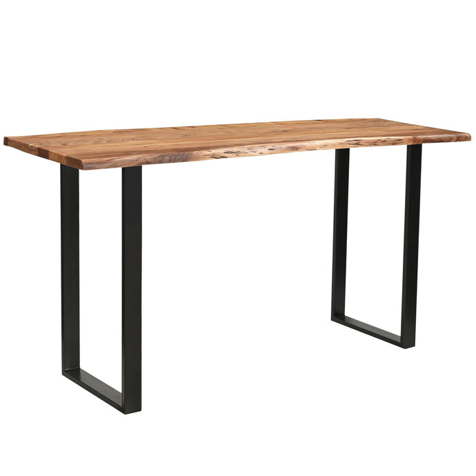 Live Edge Large Bar Table in BLACK Hill Interiors 22701 5050140270189 White glove delivery Dimensions: 100cm x 180cm x 70cm Weight: 50.72kg Volume: 0.44CBM This is the Live Edge Bar Table. Made from Indian hardwood (acacia), this Live Edge bar table is the perfect place to set up your home bar and has a stylish metal base, giving it an industrial luxe style. Elevate your home entertainment set-up with this stylish piece. 

The Live Edge wood creates real charm and character and helps you to bring a feel of 