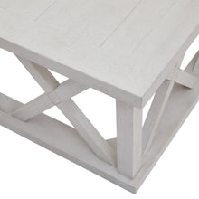 Load image into Gallery viewer, Stamford Plank Collection Square Coffee Table in WHITE Hill Interiors 22922 5050140292280 White glove delivery Dimensions: 45cm x 100cm x 100cm Weight: 24kg Volume: 0.57CBM This is the Stamford Plank Collection Square Coffee Table. The Stamford collection’s coffee tables really show the range’s attractive lattice pattern off to the full. The open, airy, lattice breathes a freshness into any space. Pared back, timeless and with a weathered familarity, items from this range will feel like they&#39;ve always b
