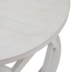 Stamford Plank Collection Round Coffee Table in WHITE Hill Interiors 22923 5050140292389 White glove delivery Dimensions: 45cm x 100cm x 100cm Weight: 19kg Volume: 0.54CBM This is the Stamford Plank Collection Round Coffee Table. The Stamford collection’s coffee tables really show the range’s attractive lattice pattern off to the full. The open, airy, lattice breathes a freshness into any space. Pared back, timeless and with a weathered familarity, items from this range will feel like they've always bee
