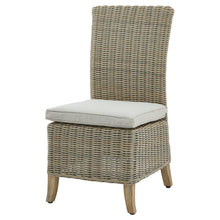 Load image into Gallery viewer, Capri Collection Outdoor Dining Chair in BEIGE Hill Interiors 22951 5050140295182 White glove delivery Dimensions: 103cm x 48cm x 60cm Weight: 13.2kg Volume: 0.16CBM This is the Capri Collection Outdoor Dining Chair. Arriving Spring &#39;24, this premium quality HDPE outdoor wicker dining chair is the perfect blend of style and durability. Every detail of its construction has been built with your long-lasting enjoyment in mind. 
With a frame built from lightweight yet sturdy powder coated aluminium, it is prote