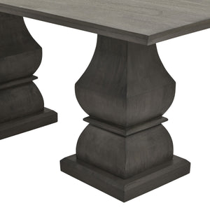 Lucia Collection Dining Table in GREY Hill Interiors 22966 5050140296684 White glove delivery Dimensions: 78cm x 200cm x 100cm Weight: 77.33kg Volume: 0.81CBM This is the Lucia Collection Dining Table. Part of the luxurious and impactful Lucia furniture range, this rectangular dining table commands attention in any interior setting thanks to its distinctive design with chunky silhouette. Each piece is individually handcrafted in hard wood (acacia) by skilled artisans to sculpt the striking design and finish
