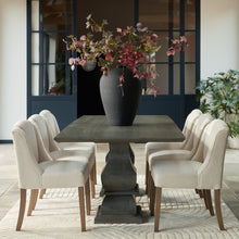 Load image into Gallery viewer, Lucia Collection Dining Table in GREY Hill Interiors 22966 5050140296684 White glove delivery Dimensions: 78cm x 200cm x 100cm Weight: 77.33kg Volume: 0.81CBM This is the Lucia Collection Dining Table. Part of the luxurious and impactful Lucia furniture range, this rectangular dining table commands attention in any interior setting thanks to its distinctive design with chunky silhouette. Each piece is individually handcrafted in hard wood (acacia) by skilled artisans to sculpt the striking design and finish