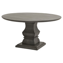 Load image into Gallery viewer, Lucia Collection Round Dining Table in GREY Hill Interiors 22967 5050140296783 White glove delivery Dimensions: 78cm x 150cm x 150cm Weight: 73.22kg Volume: 0.69CBM This is the Lucia Collection Dining Table. Part of the luxurious and impactful Lucia furniture range, the Lucia Round Dining Table commands attention in any interior setting thanks to its distinctive design with chunky silhouette. Each piece is individually handcrafted in hard wood (acacia) by skilled artisans to sculpt the striking design and f