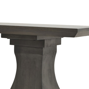 Lucia Collection Console Table in GREY Hill Interiors 22968 5050140296882 White glove delivery Dimensions: 80cm x 180cm x 50cm Weight: 57.04kg Volume: 0.69CBM This is the Lucia Collection Console Table. Part of the luxurious and impactful Lucia furniture range, the Lucia Console Table commands attention in any interior setting thanks to its distinctive design with chunky silhouette. Each piece is individually handcrafted in hard wood (acacia) by skilled artisans to sculpt the striking design and finished in