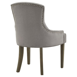 Brockham Ashen Dining Chair in GREY Hill Interiors 22987 5050140298787 White glove delivery Dimensions: 96cm x 63cm x 65cm Weight: 11.5kg Volume: 0.33CBM This is the Brockham Ashen Dining Chair. The Brockham dining chair marries comfort with style to deliver a sumptuous and stylish addition to any dining space. Its rubberwood frame, known for its dense grain and strength, is the perfect choice for its intended everyday use. Upholstered in grey woven fabric, its a timeless choice that will suit a wide variet