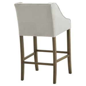 Epsom Grey Barstool in GREY Hill Interiors 22992 5050140299289 White glove delivery Dimensions: 104cm x 57cm x 58cm Weight: 11.25kg Volume: 0.22CBM This is the Epsom Grey Barstool. Its rubberwood frame, known for its dense grain and strength, is the perfect choice for its intended everyday use. Upholstered in a light grey woven fabric that will tie in with any number of décor schemes, this barstool exudes an effortless “quiet luxury” that is so sought after across fashion and interiors alike right now.