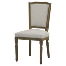 Load image into Gallery viewer, Ripley Grey Dining Chair in GREY Hill Interiors 22994 5050140299487 White glove delivery Dimensions: 96cm x 51cm x 56cm Weight: 7.05kg Volume: 0.4CBM This is the Ripley Grey Dining Chair. Its rubberwood frame, known for its dense grain and strength, is the perfect choice for its intended everyday use. The Ripley chair, upholstered in a grey woven fabric, is a perfect partner to the Copgrove Collection’s dining tables, thanks to its washed wood finish. Beautiful handcarved details to the frame really finis