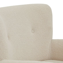 Load image into Gallery viewer, Lingfield Bouclé Armchair in CREAM Hill Interiors 22996 5050140299685 White glove delivery Dimensions: 84cm x 74cm x 81cm Weight: 19.9kg Volume: 0.48CBM Wrapped in sumptuously soft boucle fabric, the Lingfield Armchair invites you to sink into its plush embrace and unwind in style. Its tactile appeal adds depth and visual interest to any room, while the subtle mid-tone wood stain of its legs enhances its modern aesthetic.